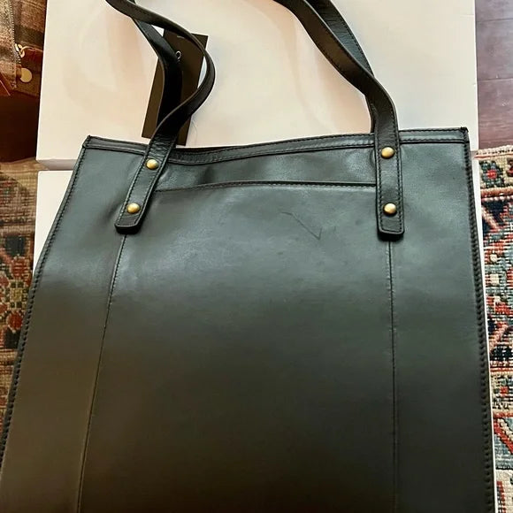Tignanello Italian Leather and Haircalf Oxford Tote in Black