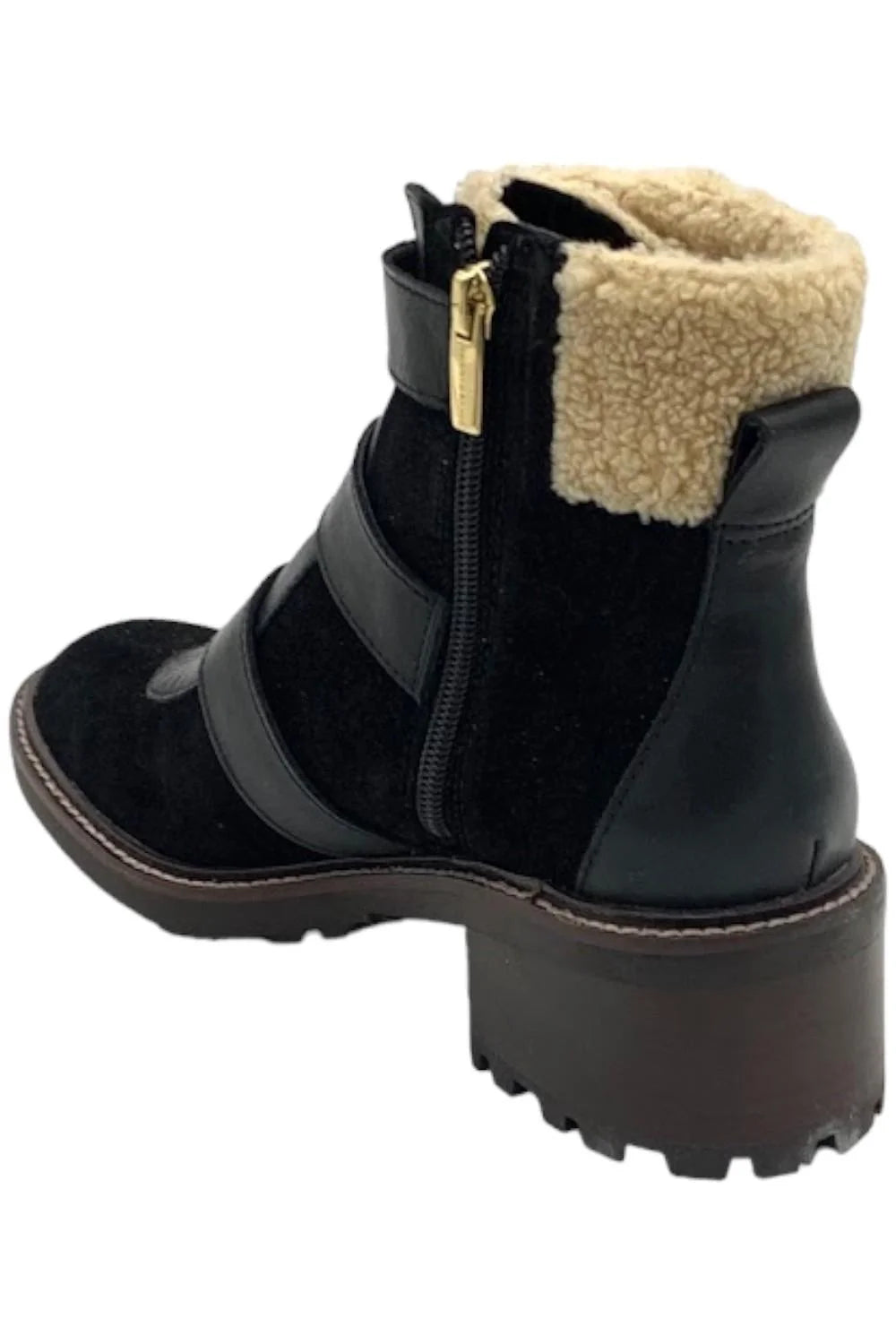 Vince Camuto Women's Klerica Leather and Faux Fur Moto/Hiker Boot