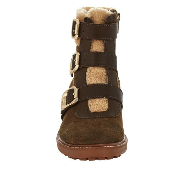 Vince Camuto Women's Klerica Leather and Faux Fur Moto/Hiker Boot