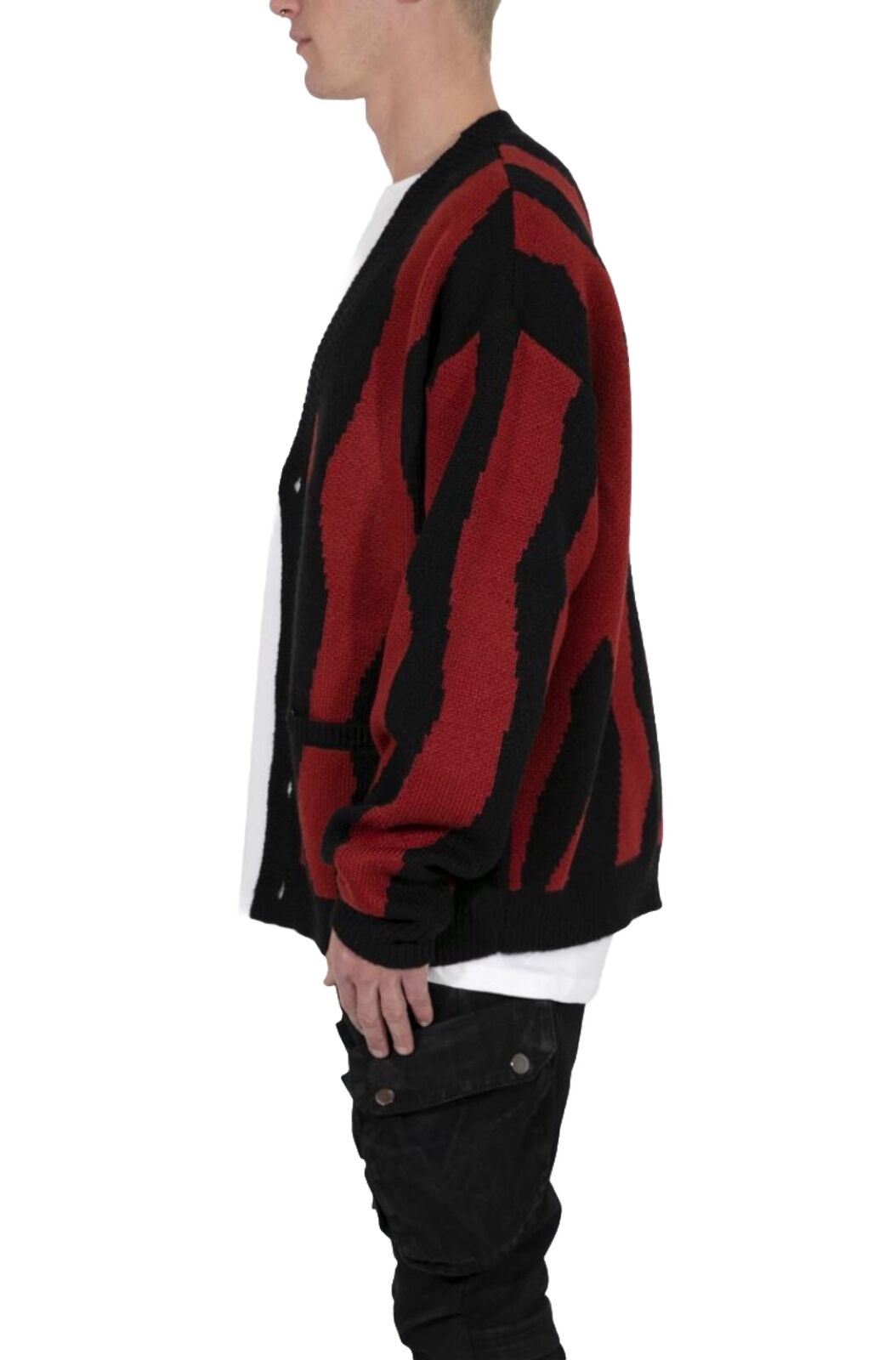 MNML Men's Zebra Cardigan - Red/Black