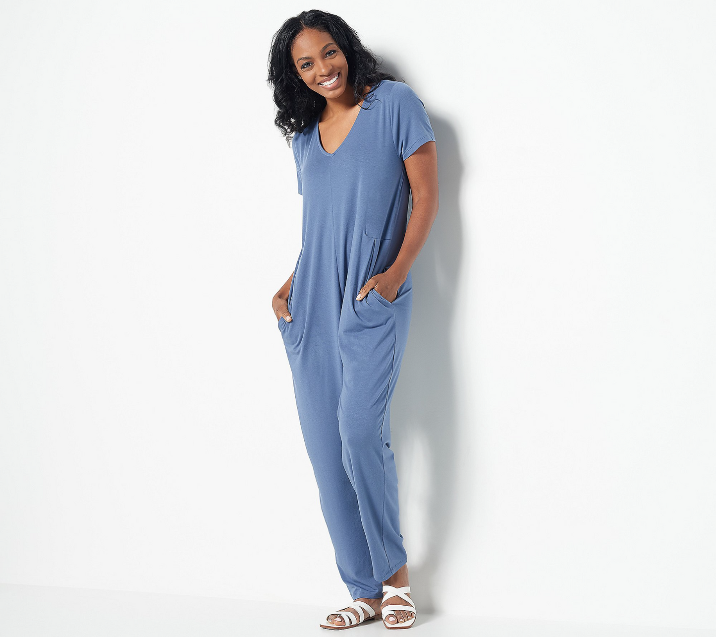 AnyBody Women's Regular Cozy Knit Short Sleeve Jumpsuit