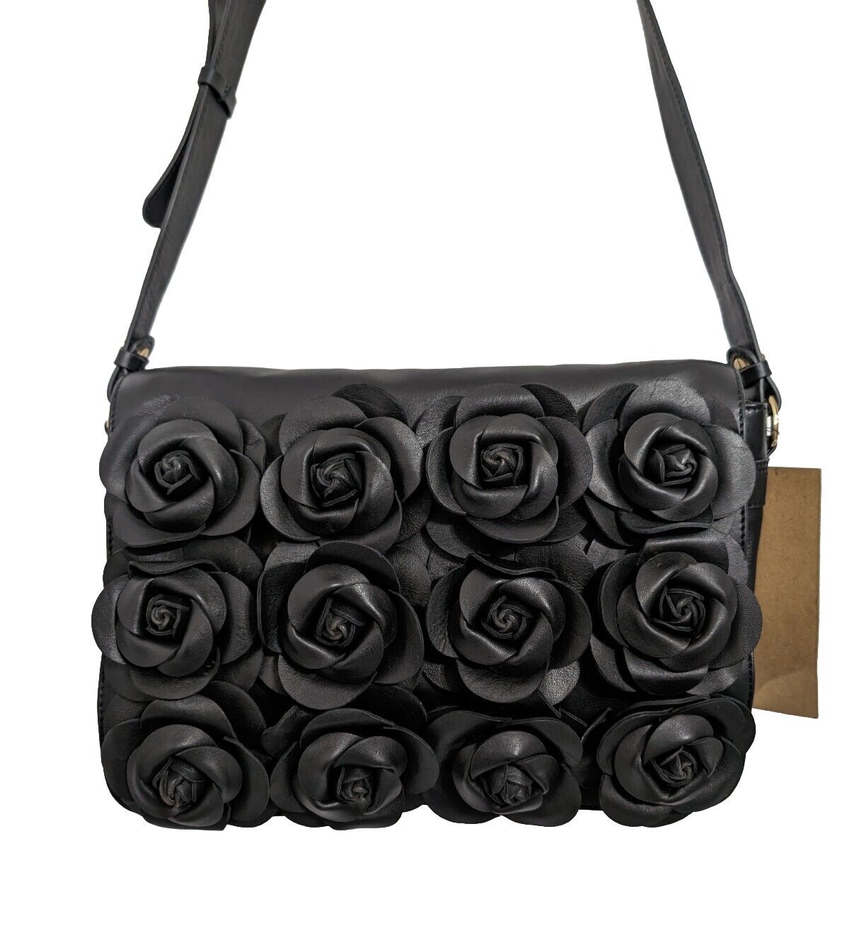 Clever Carriage Women's Handcrafted Leather Rose Bouquet Crossbody Bag