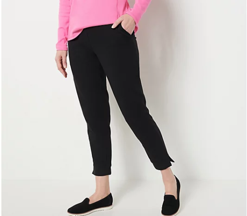 Sport Savvy Women's Petite French Terry Straight Leg Ankle Pant
