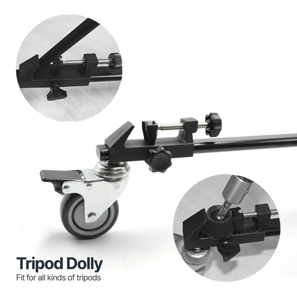 LS 3-Wheels Camera & Camcorder Tripod Dolly, Safety Lock Photography Studio
