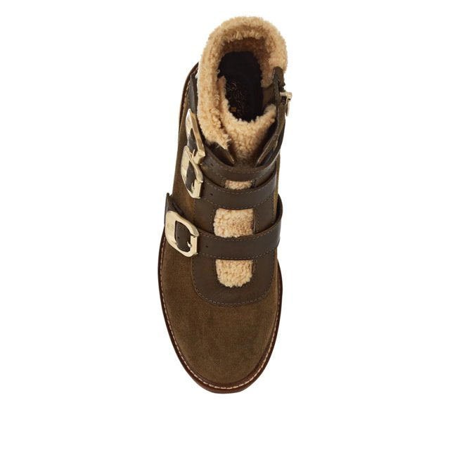 Vince Camuto Women's Klerica Leather and Faux Fur Moto/Hiker Boot