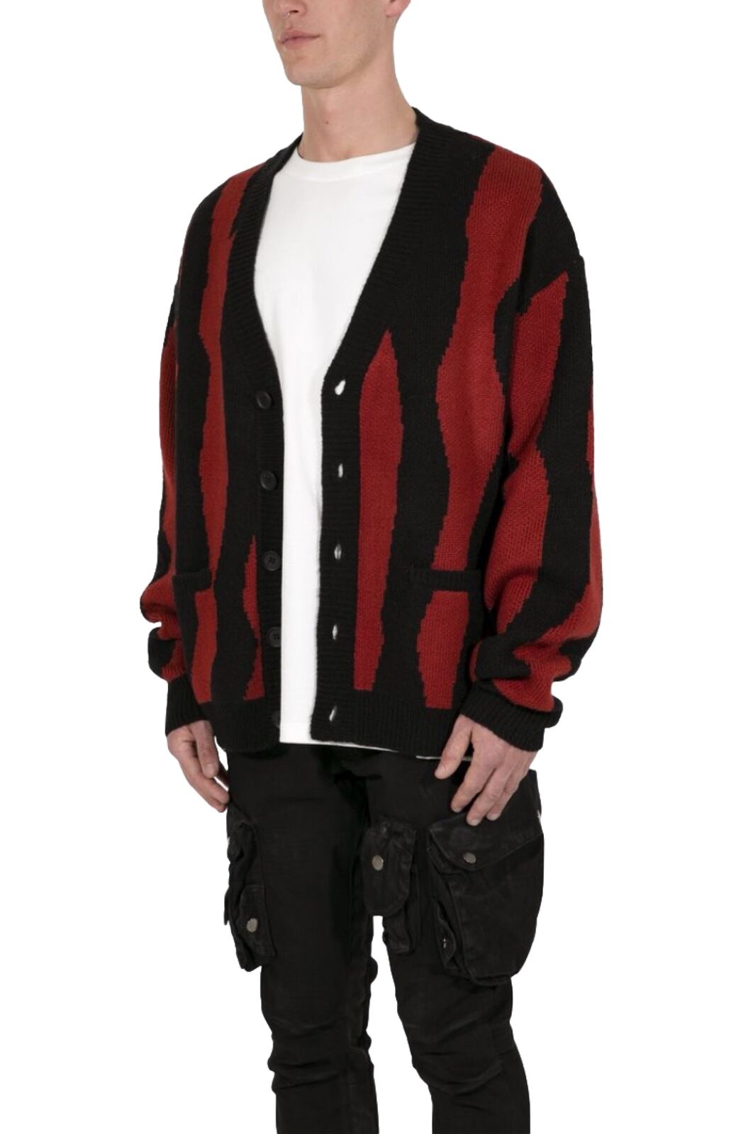MNML Men's Zebra Cardigan - Red/Black