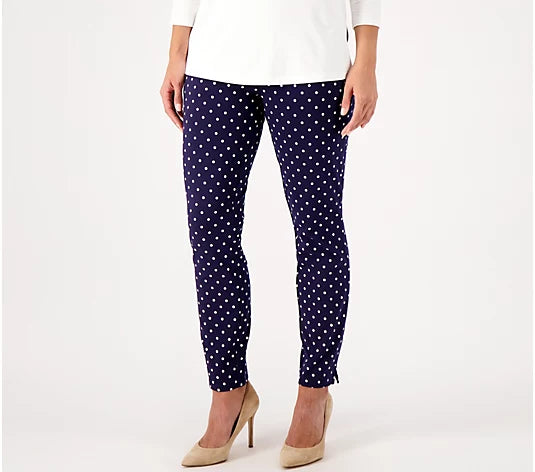 Susan Graver Women’s Weekend Petite Solid & Printed Premium Stretch Slim Pants