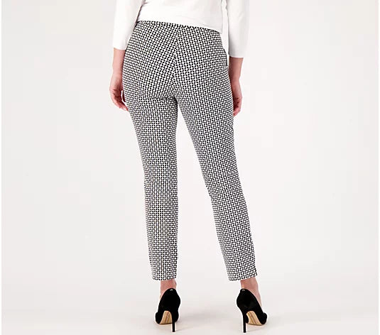 Susan Graver Women’s Weekend Petite Solid & Printed Premium Stretch Slim Pants