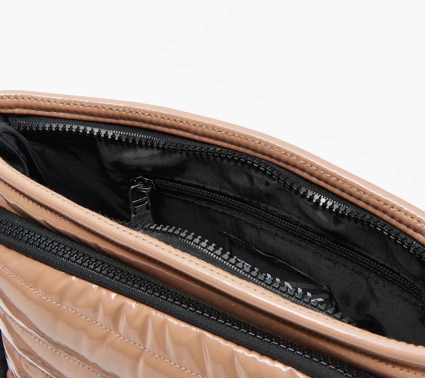 Think Royln Front Zip Wallet Patent Crossbody Bank Street Black