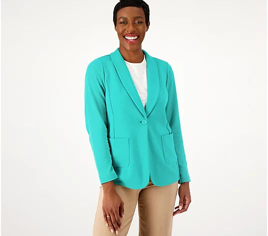 Susan Graver Women’s Weekend Petite Marina Knit Blazer