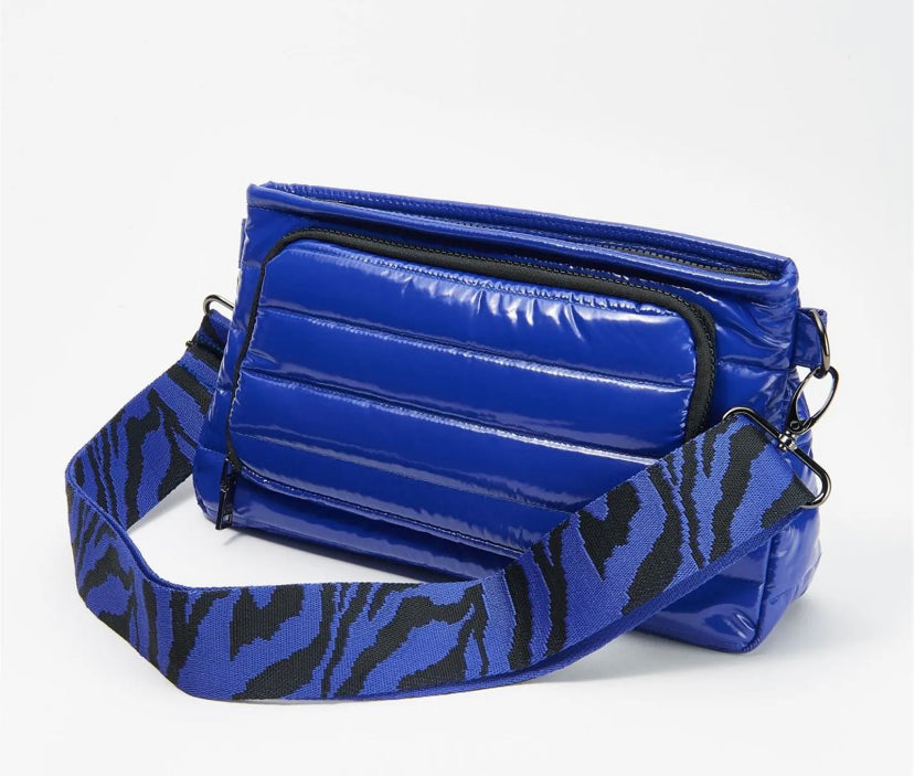 Think Royln Front Zip Wallet Patent Crossbody Bank Street Black