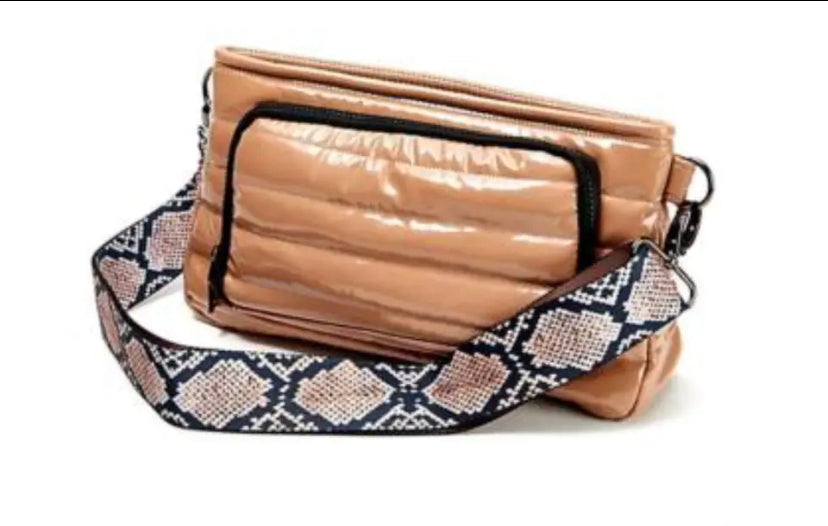 Think Royln Front Zip Wallet Patent Crossbody Bank Street Black