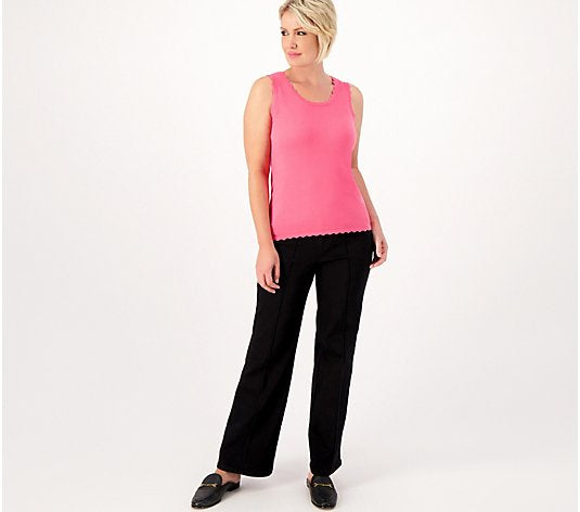 Isaac Mizrahi Live! Sweater Tank with Scallop Trim
