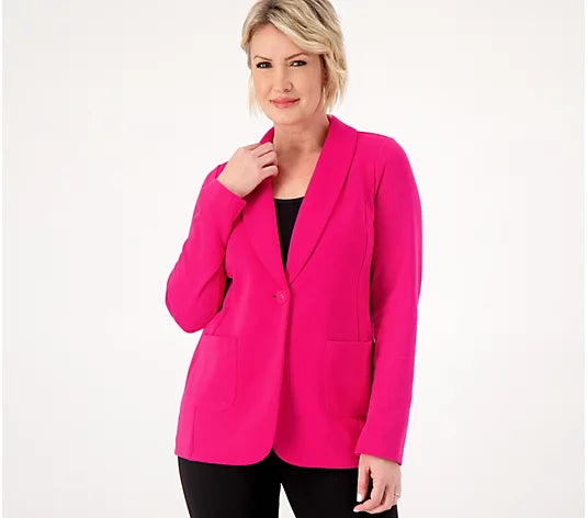Susan Graver Women’s Weekend Petite Marina Knit Blazer