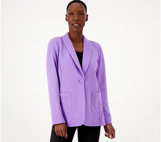Susan Graver Women’s Weekend Petite Marina Knit Blazer