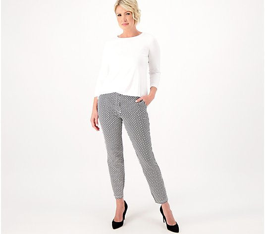 Susan Graver Women’s Weekend Petite Solid & Printed Premium Stretch Slim Pants