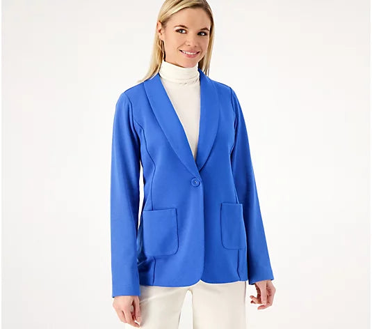 Susan Graver Women’s Weekend Petite Marina Knit Blazer