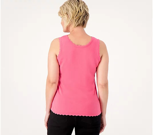 Isaac Mizrahi Live! Sweater Tank with Scallop Trim
