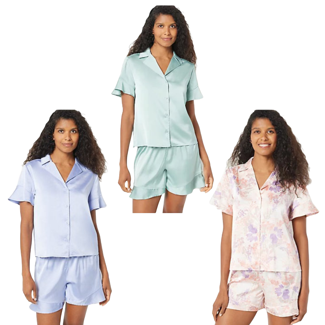 Breezies Women’s Button Front Top and Short Sleep Set XS
