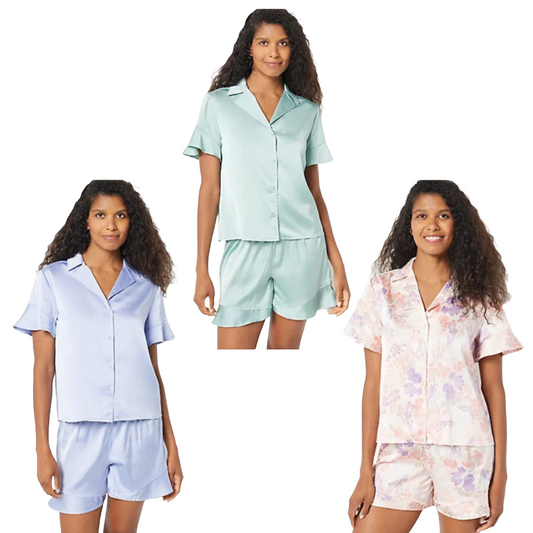 Breezies Women’s Button Front Top and Short Sleep Set XS