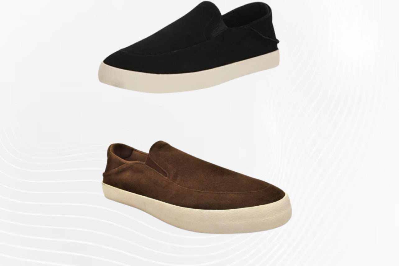 Staheekum Men's Casual Slip On Shoes Memory Foam Flipside Suede Upper Brown/Black