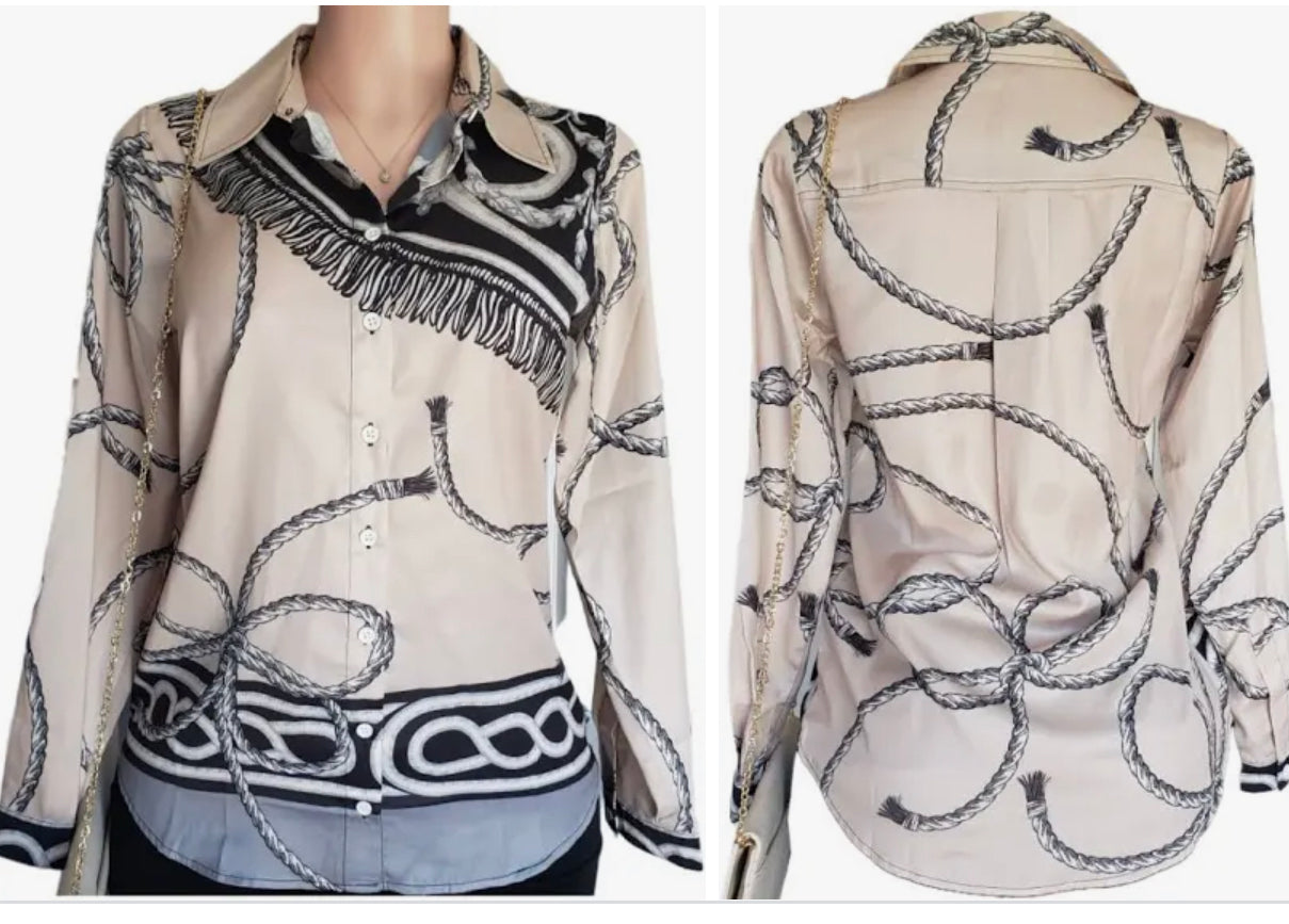 Diane Gilman DG2 PRINTED CHARMEUSE Shirt BLK