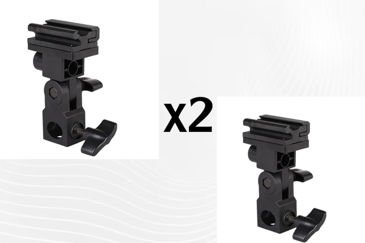 2X From Bracket Umbrella Holder Flash Hot Shoe Mount Adapter Light Stand