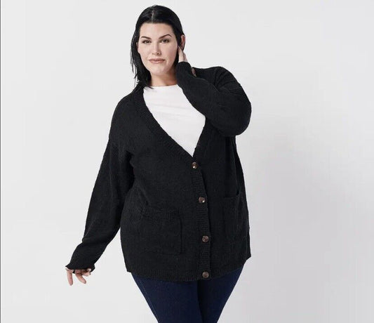 All Worthy Hunter McGrady Boyfriend Cardigan (Black, Size XXS) A391931
