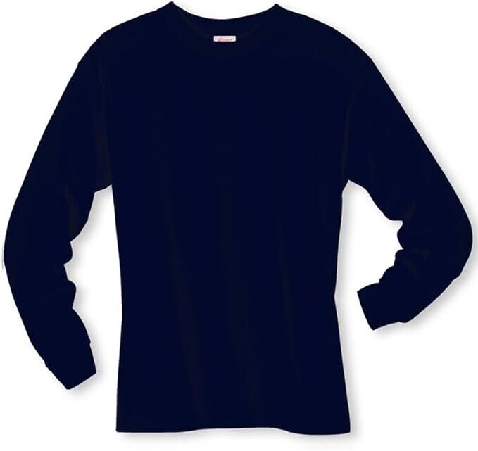 Hanes Adult Beefy-T Long-Sleeve ( NAVY , L )