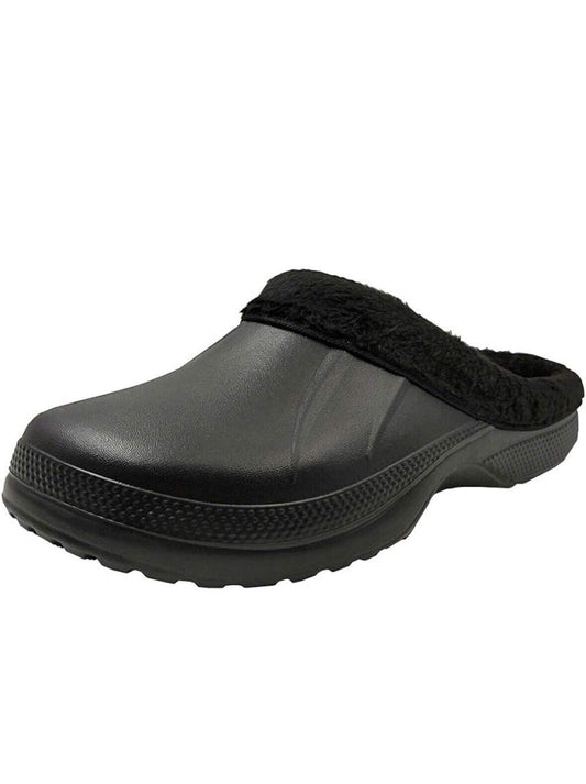 WBuffalo Unisex Lined Clogs Winter Slippers House Black 10.5-11.5 Women/9-10 Men