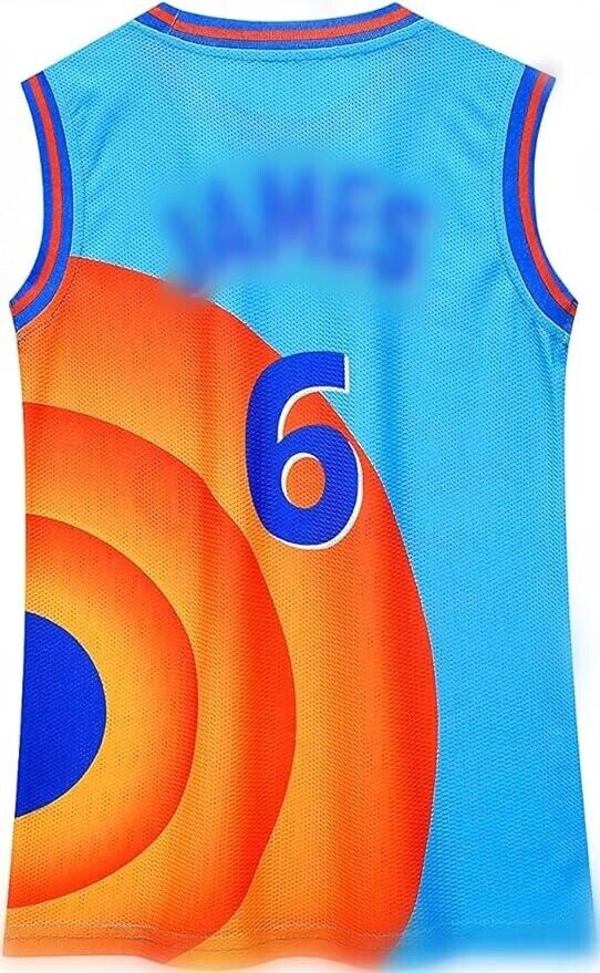 Ubeufun Space Movie Jerseys for Girl's T-Shirts Basketball SJ Kids #6 (Blue-XS)