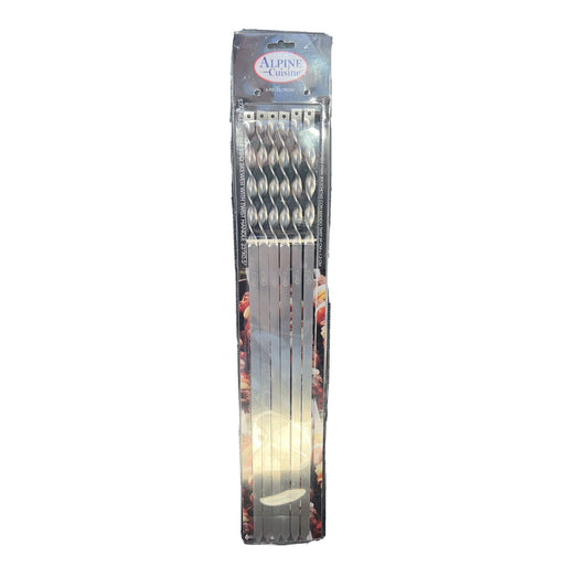 ALPINE CUISINE Stainless steel BBQ Skewers with wood handle set of 6 23" X 0.5"