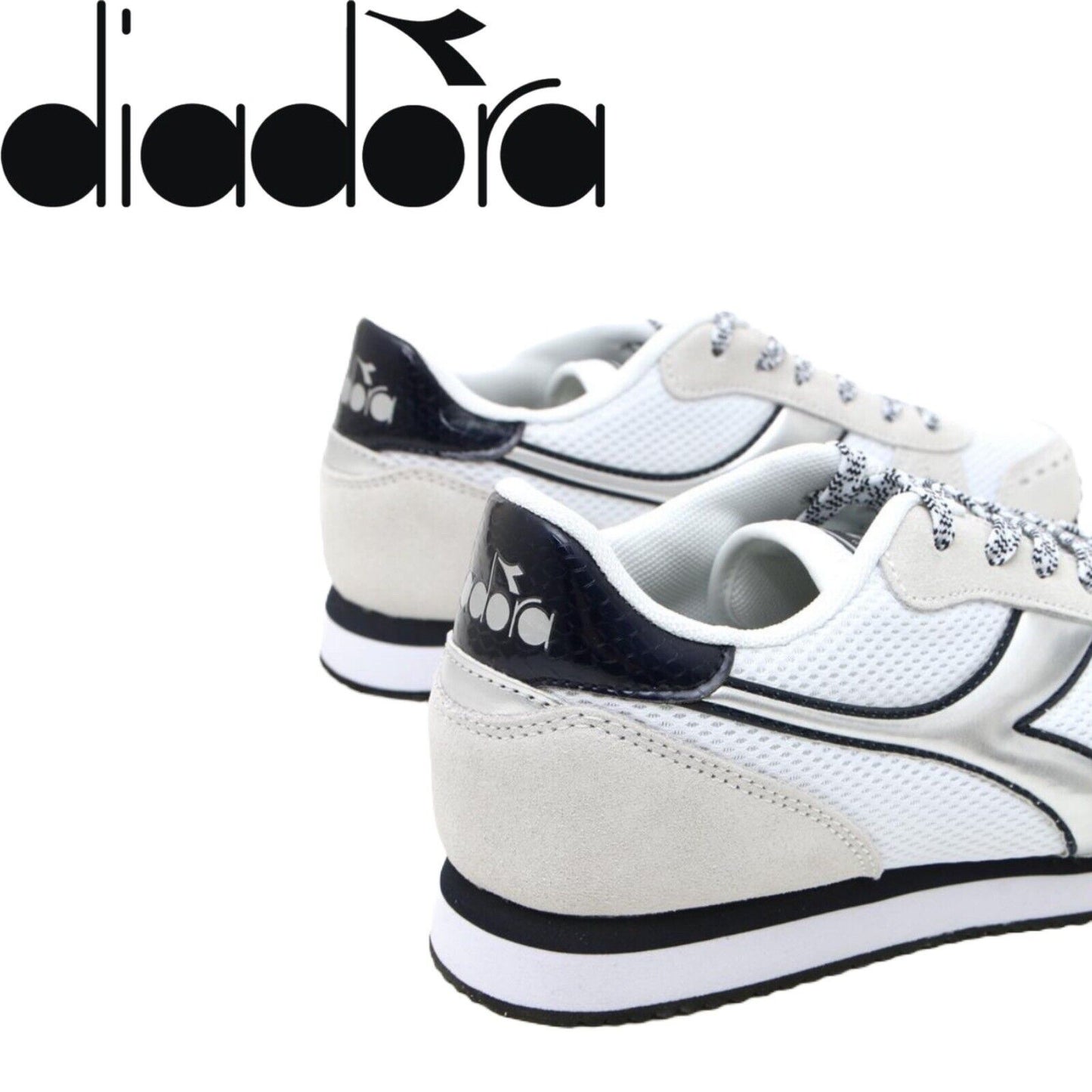 DIADORA Simple Run Sneaker In White/Blue Denim Womens Size 8 men Size 6.5