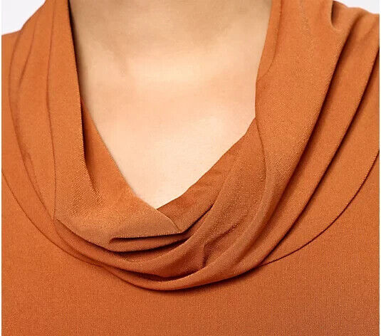 Susan Graver Modern Essentials Knit Cowl Neck Top with defect, (Umber Glow-3XL)