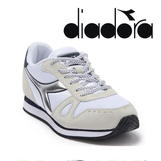 DIADORA Simple Run Sneaker In White/Blue Denim Womens Size 8 men Size 6.5
