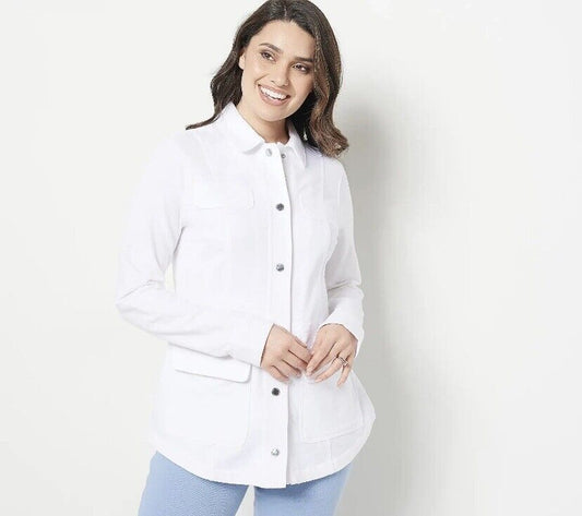 Isaac Mizrahi Live! French Terry Jacket (Bright White,XS) A475583