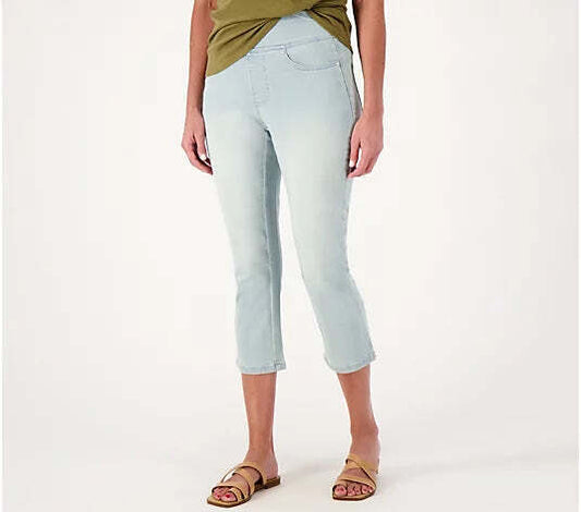 Belle by Kim Gravel Women’s Petite Primabelle Straight Leg Cropped Jean- Light