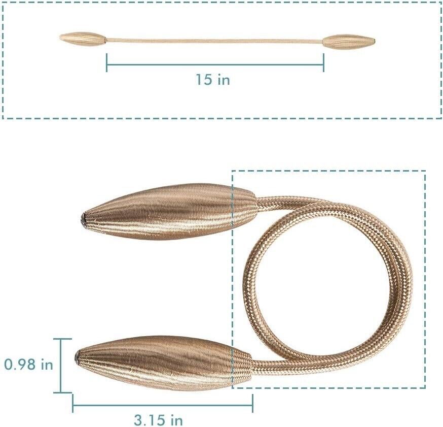 Curtain Tiebacks, 4 Pack Decorative Curtain Holdbacks, 21 Inch , Gold