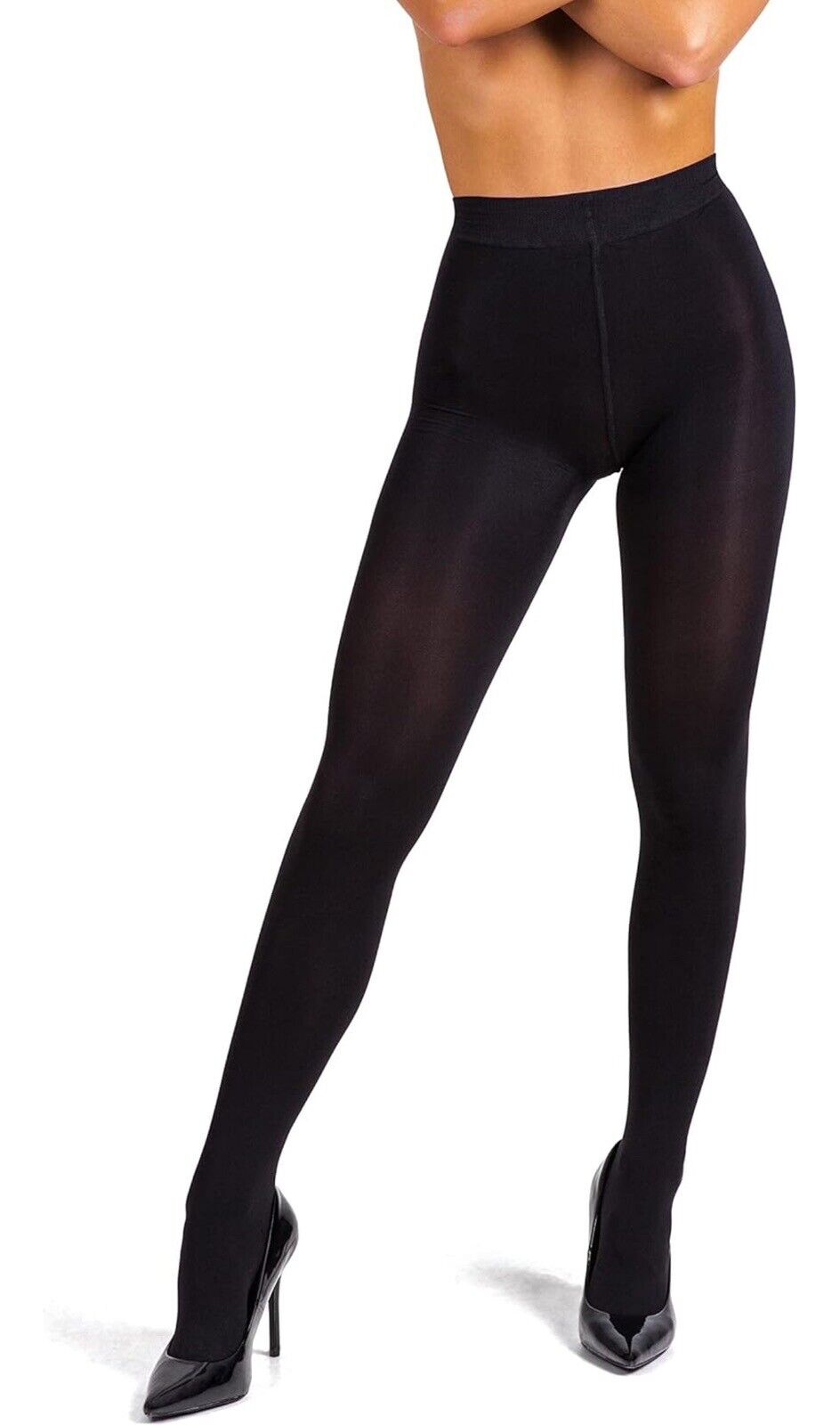 sofsy Women Super Opaque Tights - Solid Footed Pantyhose 100 Den Black Medium