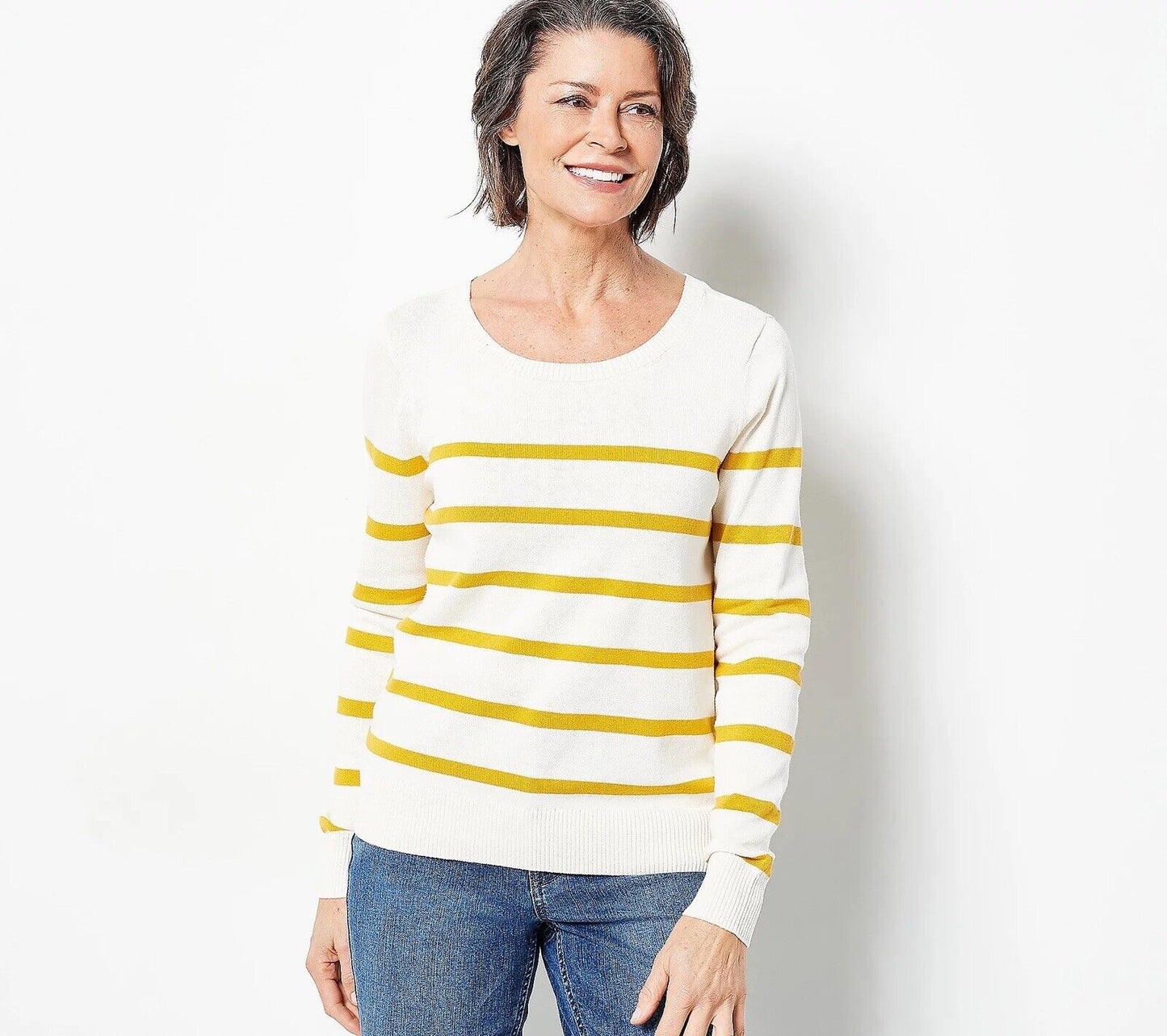 Candace Cameron Bure Women's Top Sz 4X Striped Pullover Sweater Honey- A488183