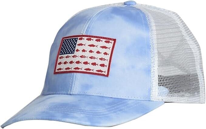 EDTREK Ponytail HIGH PERFORMANCE HAT Designed For Women ,USA FLAG (Fusion Blue)