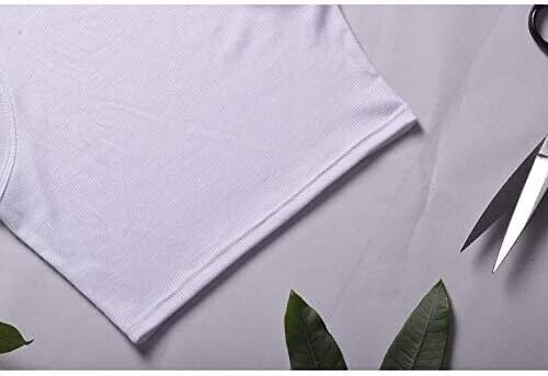 Workout Crop Tank Tops for Women, White Basic Cutoff Top for Girls (White-L)