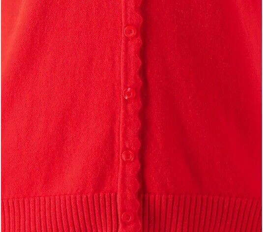 Isaac Mizrahi Live 3/4 Sleeve Sweater Cardigan w/ Scallop Trim (Red,S) A570161
