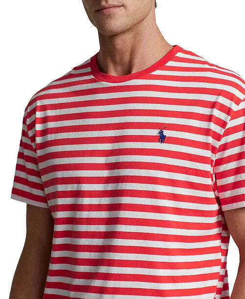 Polo Ralph Lauren Men's Classic-Fit Striped Jersey T-Shirt- Red Multi