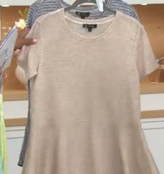 DG2 by Diane Gilman Striped Peplum Drama Top Sand Size Small