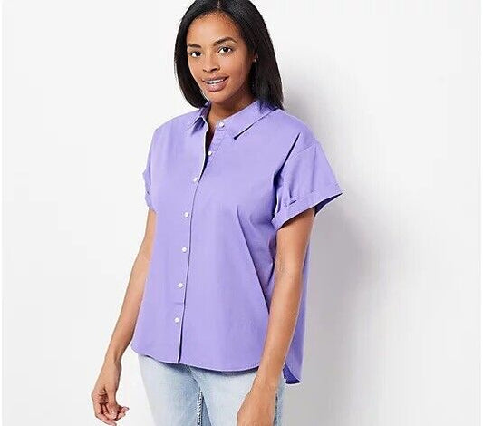 Candace Cameron Bure Women's Top Size 4X Stretch Poplin Shirt Violet A480585