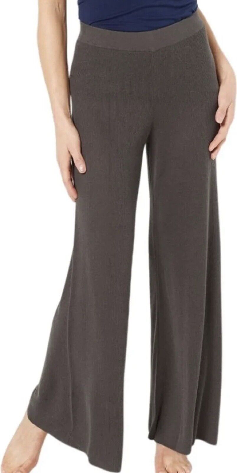Peace Love World Ribbed Wide Leg Pull On Pants Dark Pewter XL NEW A464996