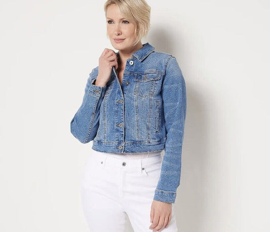 J Jason Wu Cropped Denim Jacket Medium Wash