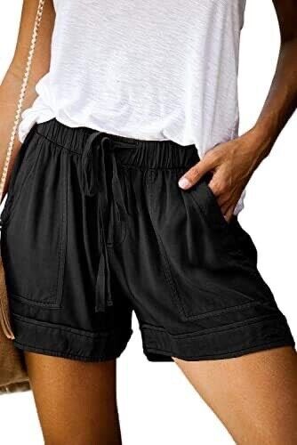 LOHILL Women's Pocket Shorts, Drawstring Waist fit Pants for Beach Sport ( XL )