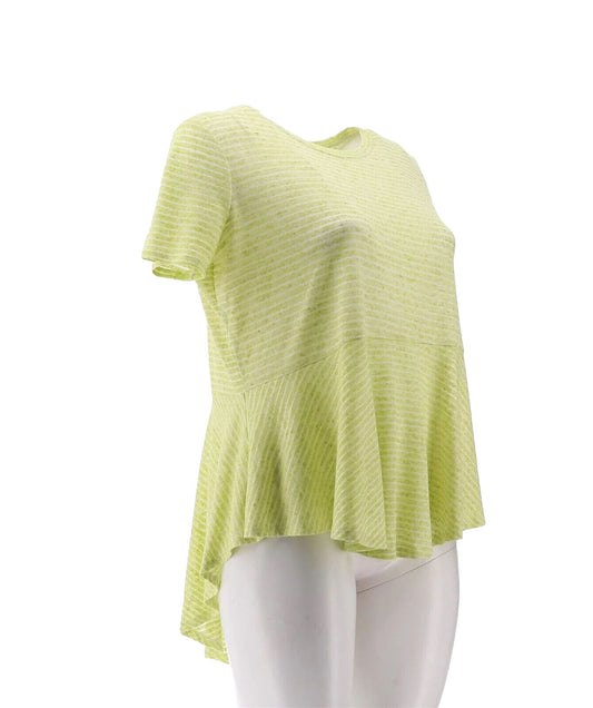 DG2 Diane Gilman Striped Hi-Low Hem Peplum Top Women's Small 743-536